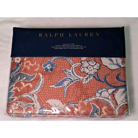 Ralph Lauren Mirabelle Duvet Cover King Bed Orange Cotton 108x96in $425 NEW - Picture 3 of 9